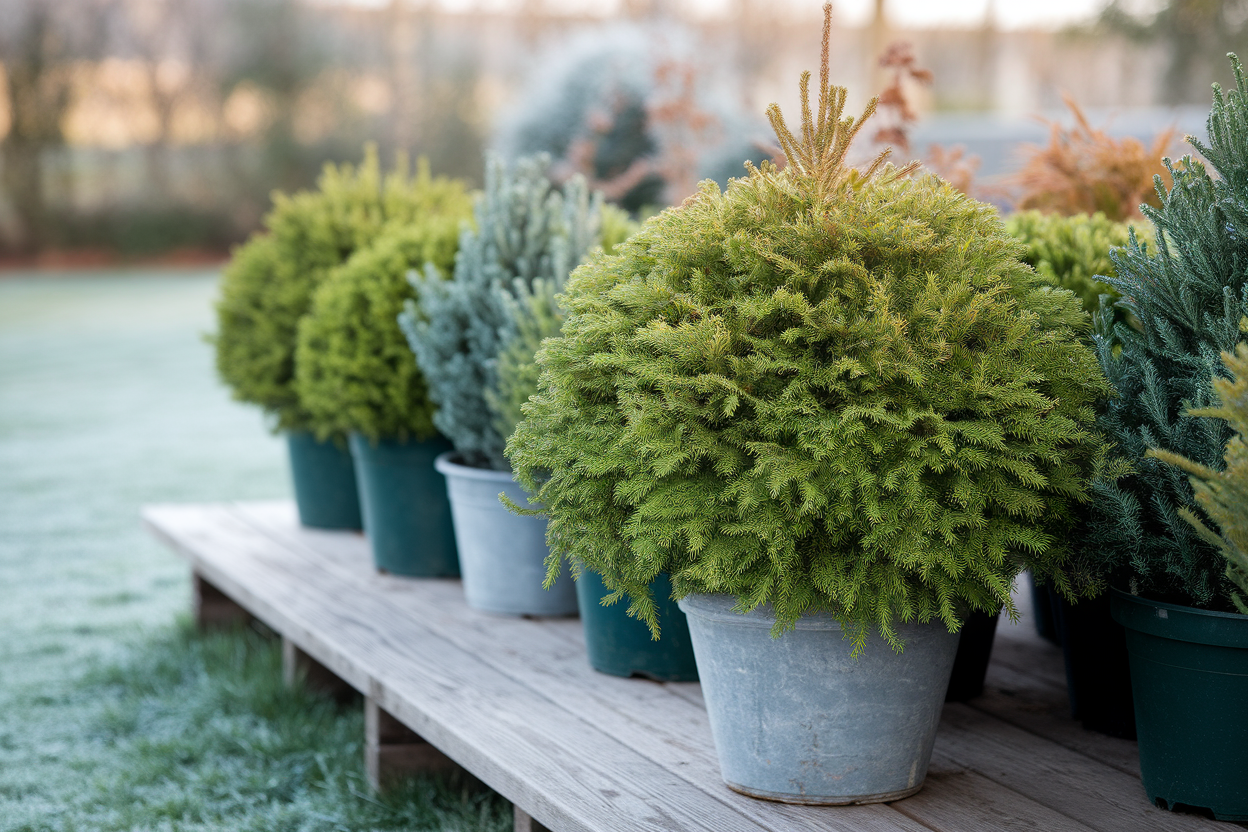 arbuste-vert-pot-terrasse-givre