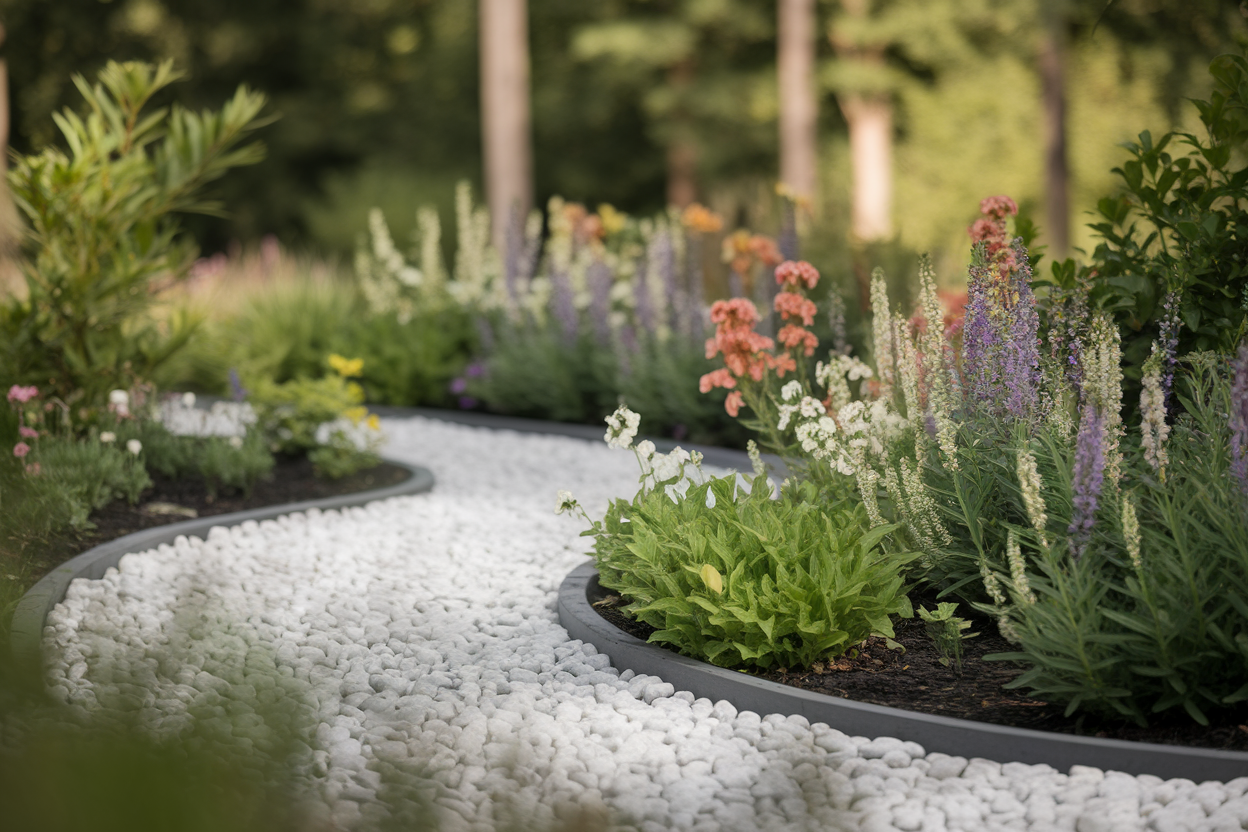 jardin-chemin-galets-blancs-fleurs-verdure