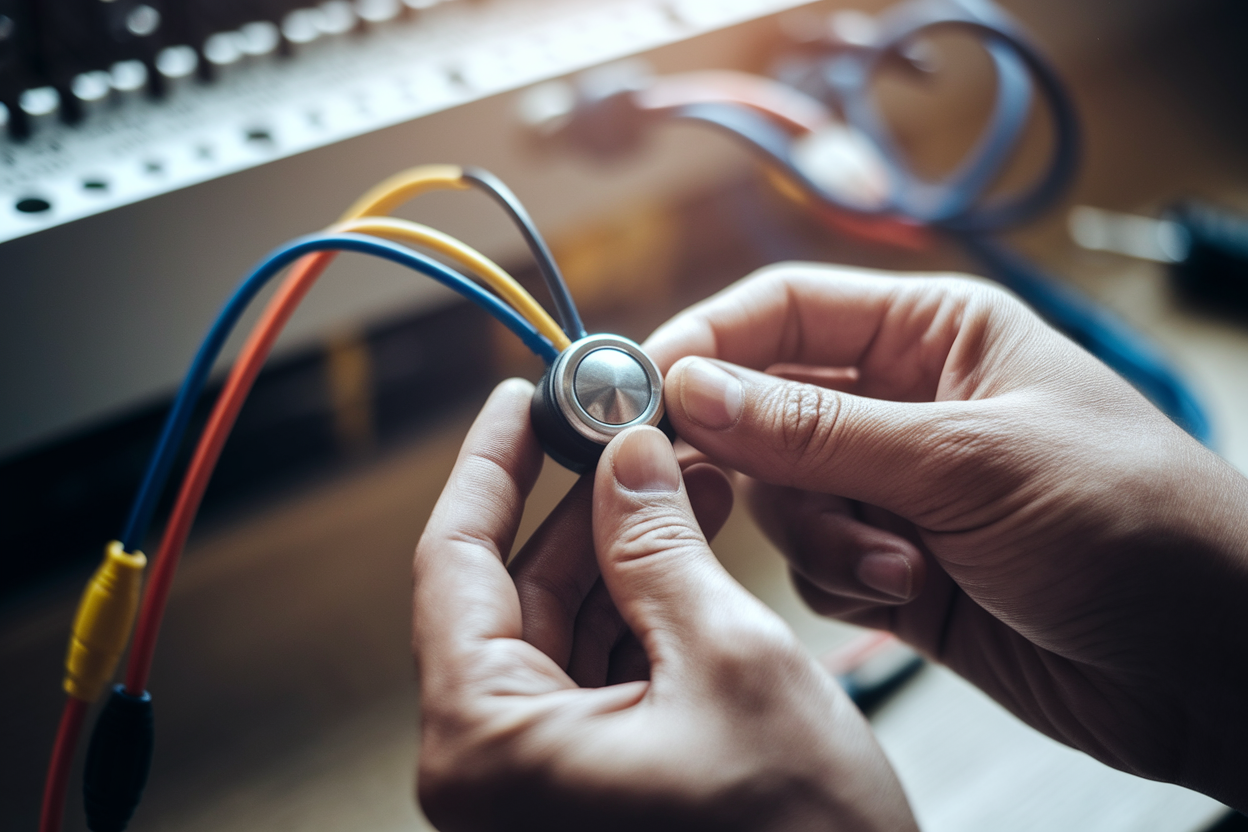 mains-bouton-fils-electriques