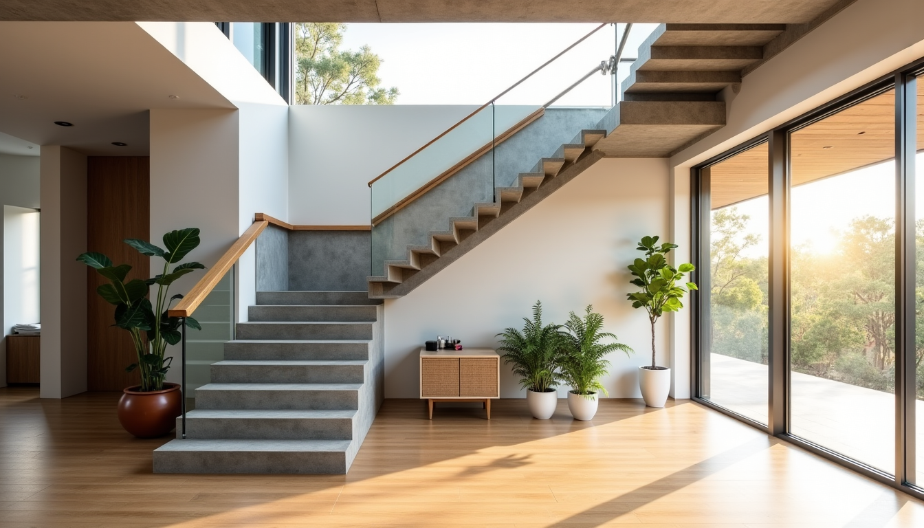 Illustration : la construction d'un escalier balancé en béton combine — concevoir un escalier balancé en béton adapté à votre projet ?